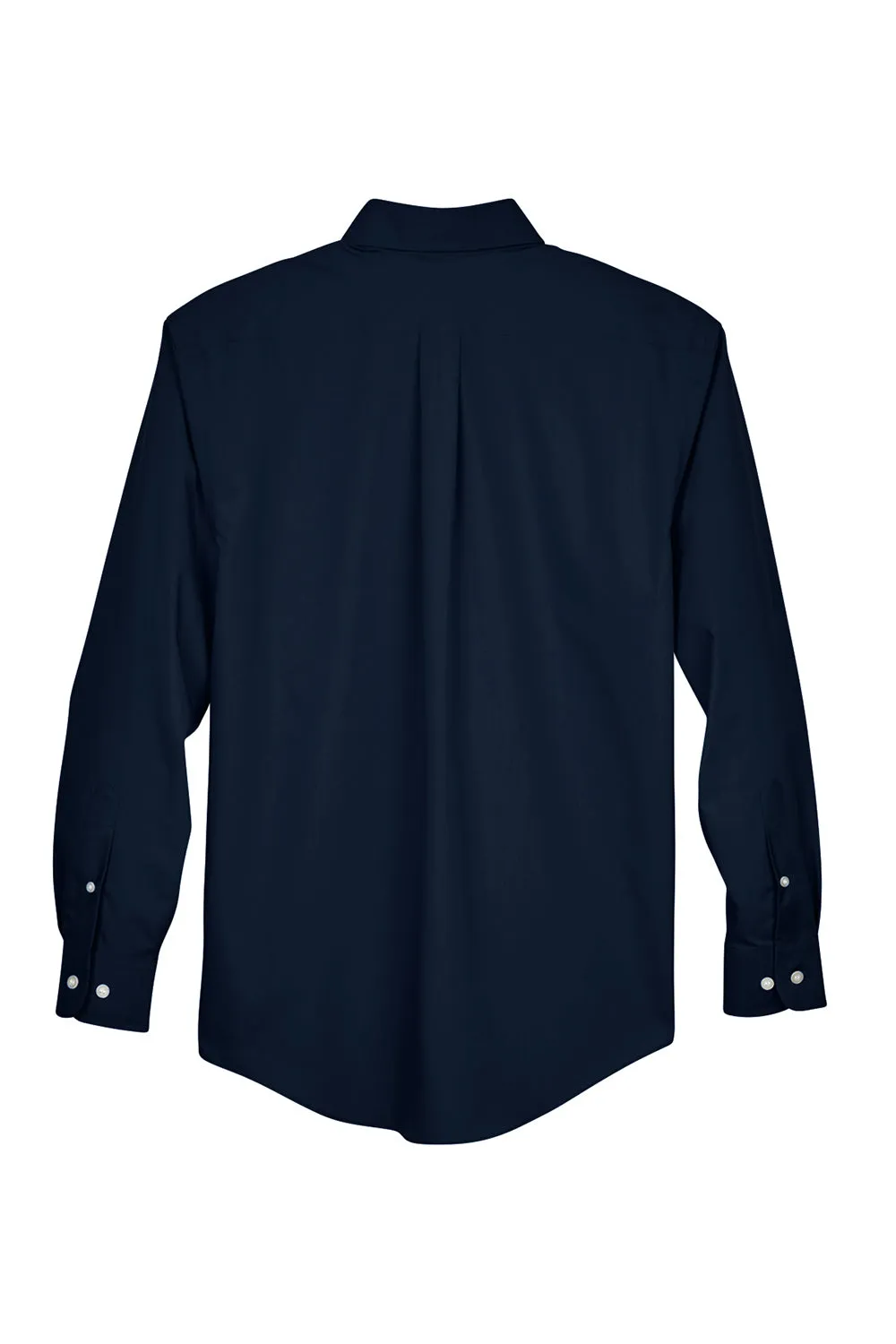 Devon & Jones Mens Crown Woven Collection Wrinkle Resistant Long Sleeve Button Down Shirt w/ Pocket - Navy Blue