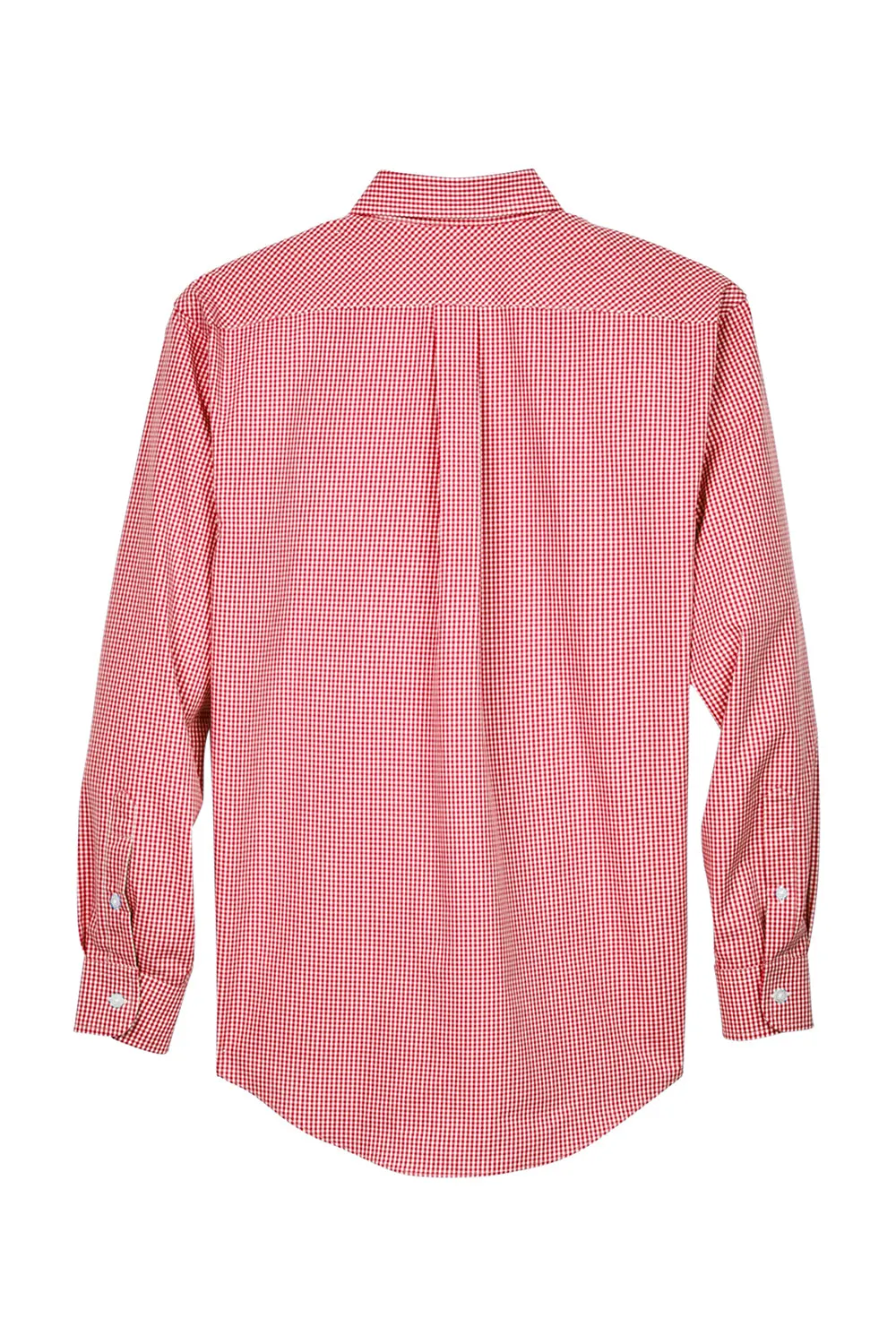 Devon & Jones Mens Crown Woven Collection Wrinkle Resistant Long Sleeve Button Down Shirt w/ Pocket - Red