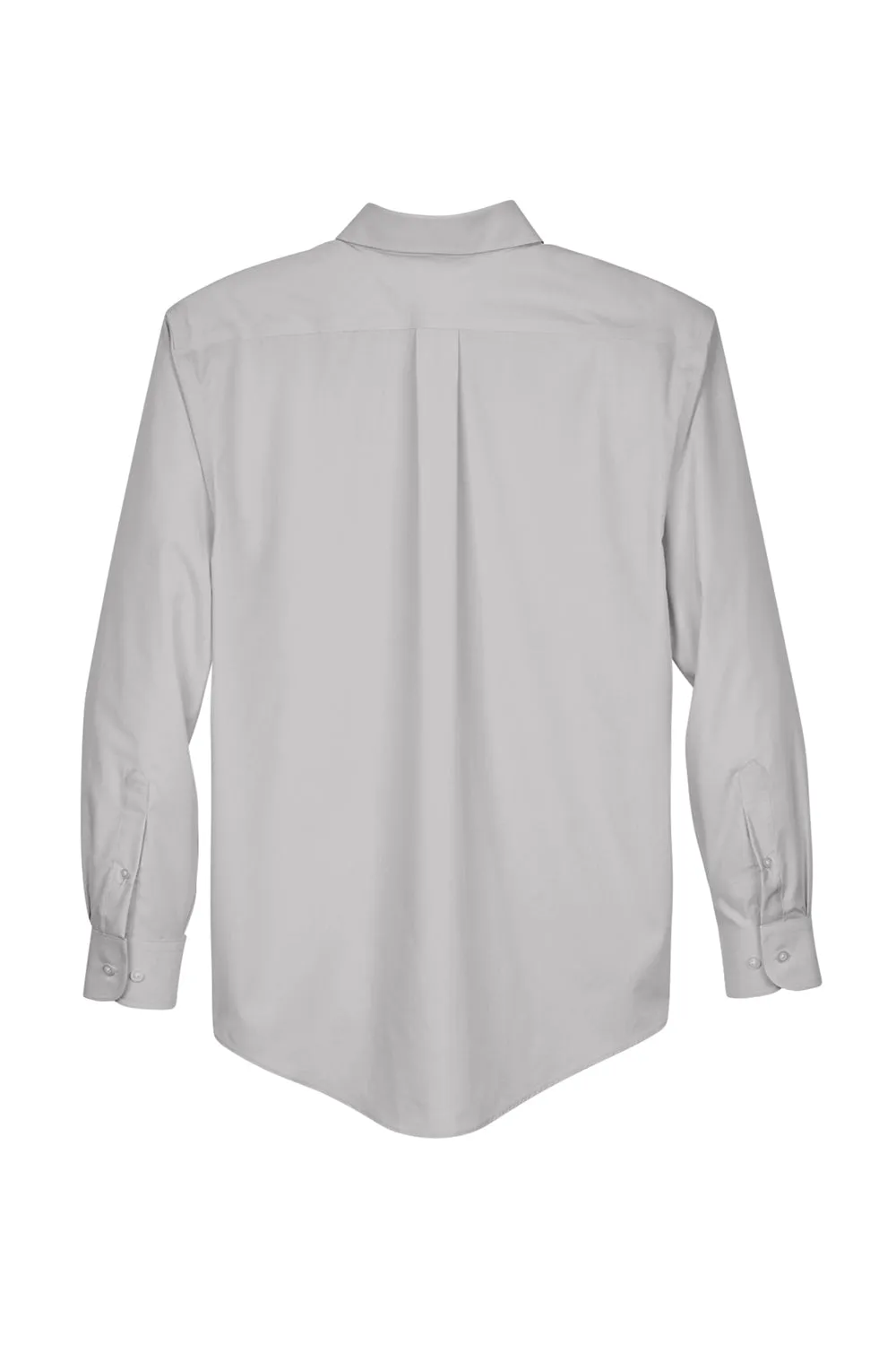 Devon & Jones Mens Crown Woven Collection Wrinkle Resistant Long Sleeve Button Down Shirt w/ Pocket - Silver Grey