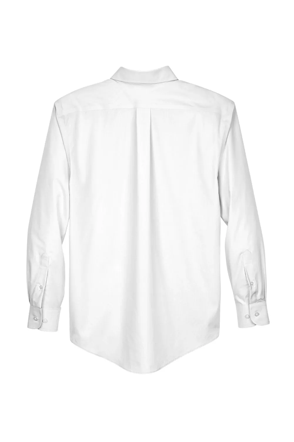 Devon & Jones Mens Crown Woven Collection Wrinkle Resistant Long Sleeve Button Down Shirt w/ Pocket - White