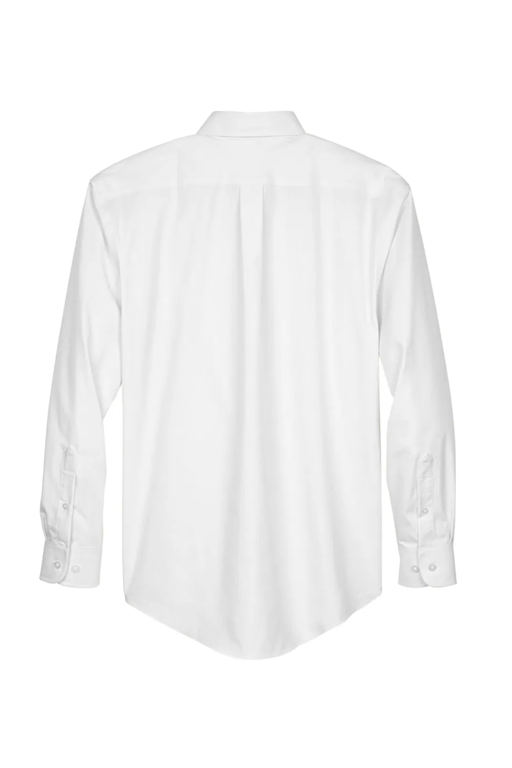 Devon & Jones Mens Crown Woven Collection Wrinkle Resistant Long Sleeve Button Down Shirt w/ Pocket - White