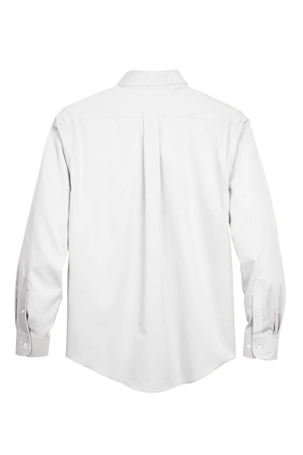 Devon & Jones Mens Crown Woven Collection Wrinkle Resistant Long Sleeve Button Down Shirt w/ Pocket - White