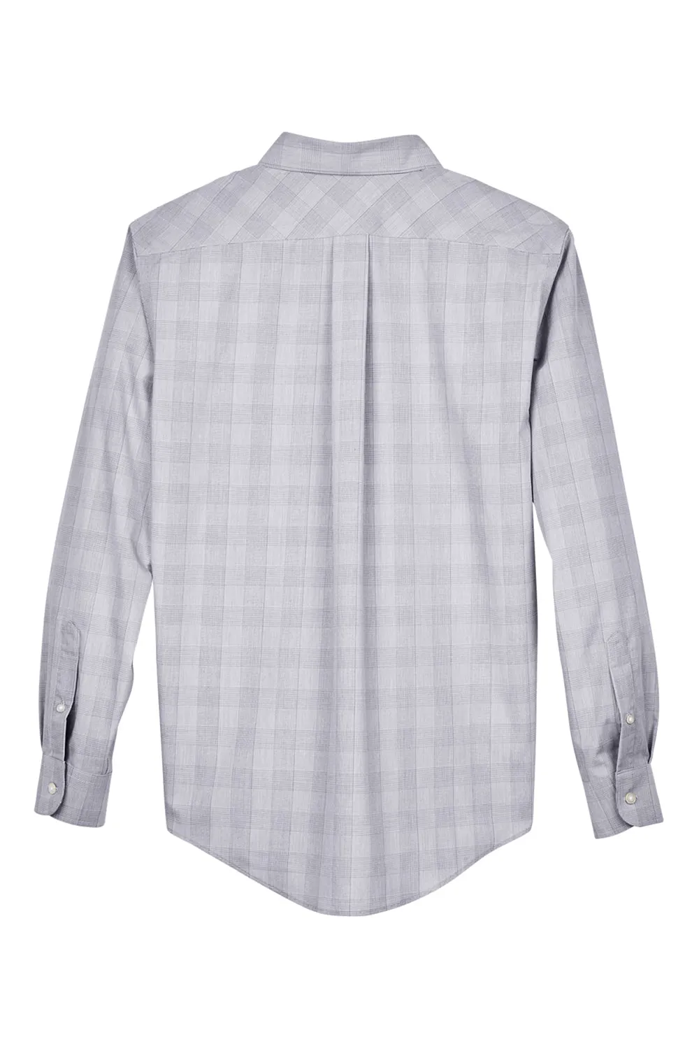 Devon & Jones Mens Crown Woven Collection Wrinkle Resistant Long Sleeve Button Down Shirt w/ Pocket - White/Graphite Grey/Light Graphite