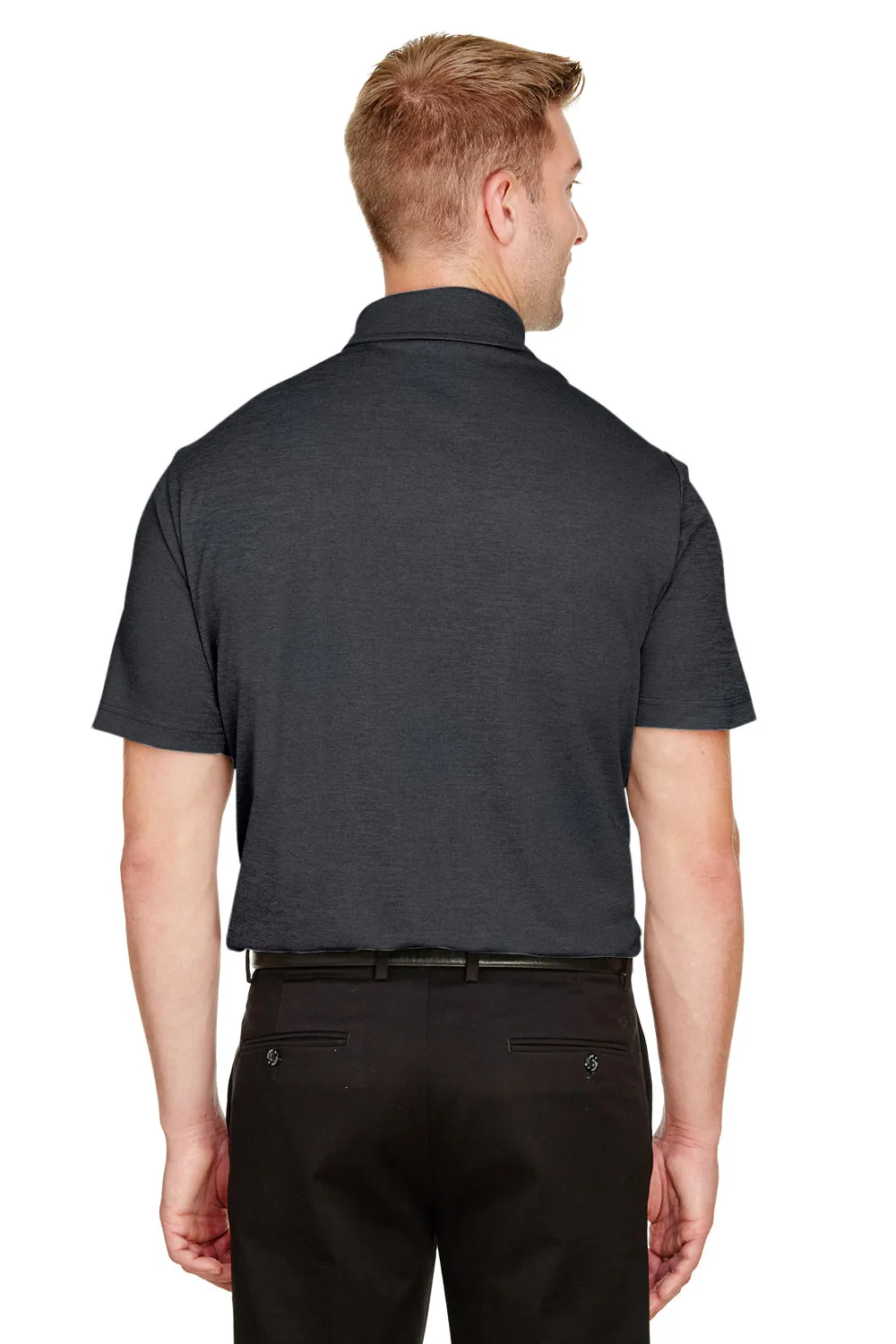 Devon & Jones Mens CrownLux Address Melange Performance Moisture Wicking Short Sleeve Polo Shirt - Heather Black