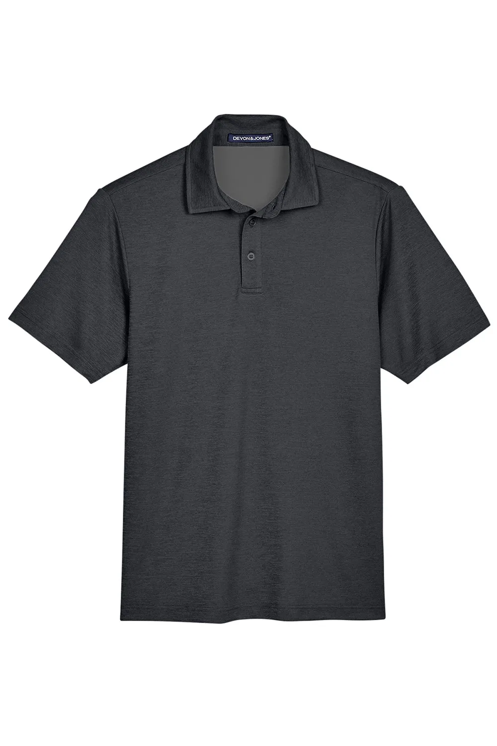 Devon & Jones Mens CrownLux Address Melange Performance Moisture Wicking Short Sleeve Polo Shirt - Heather Black