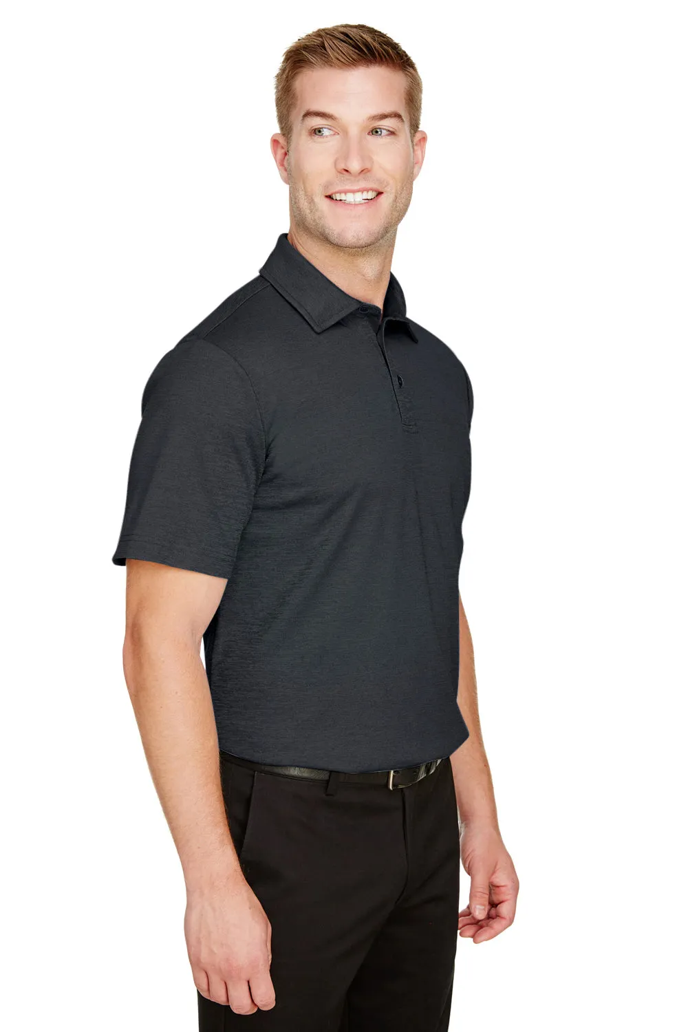 Devon & Jones Mens CrownLux Address Melange Performance Moisture Wicking Short Sleeve Polo Shirt - Heather Black