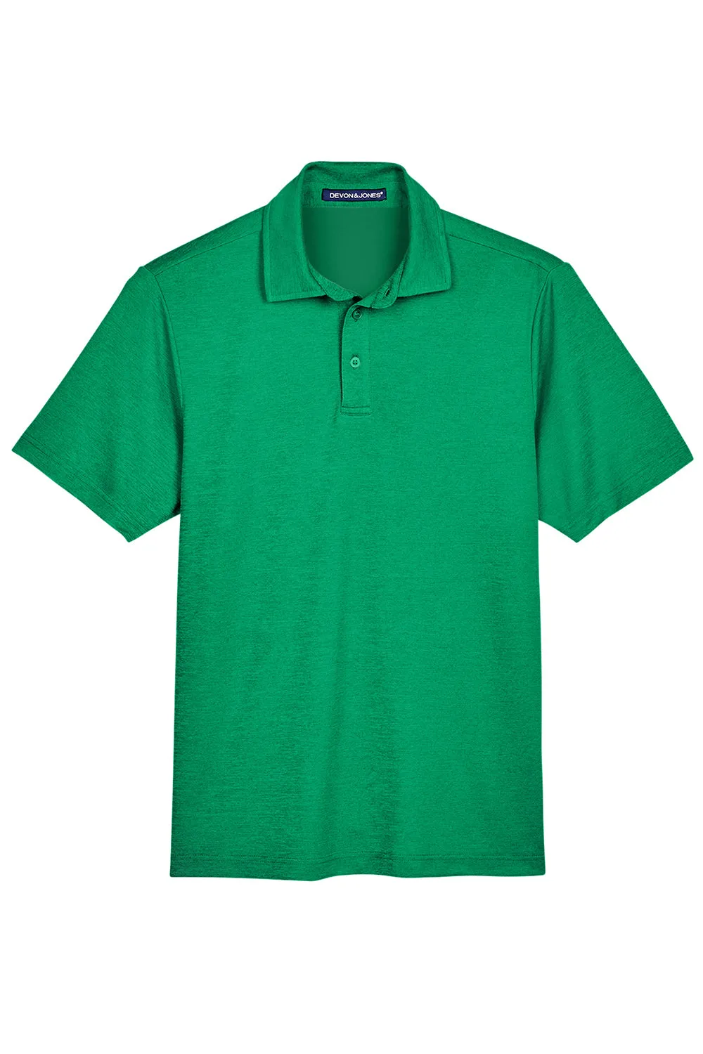 Devon & Jones Mens CrownLux Address Melange Performance Moisture Wicking Short Sleeve Polo Shirt - Heather Kelly Green