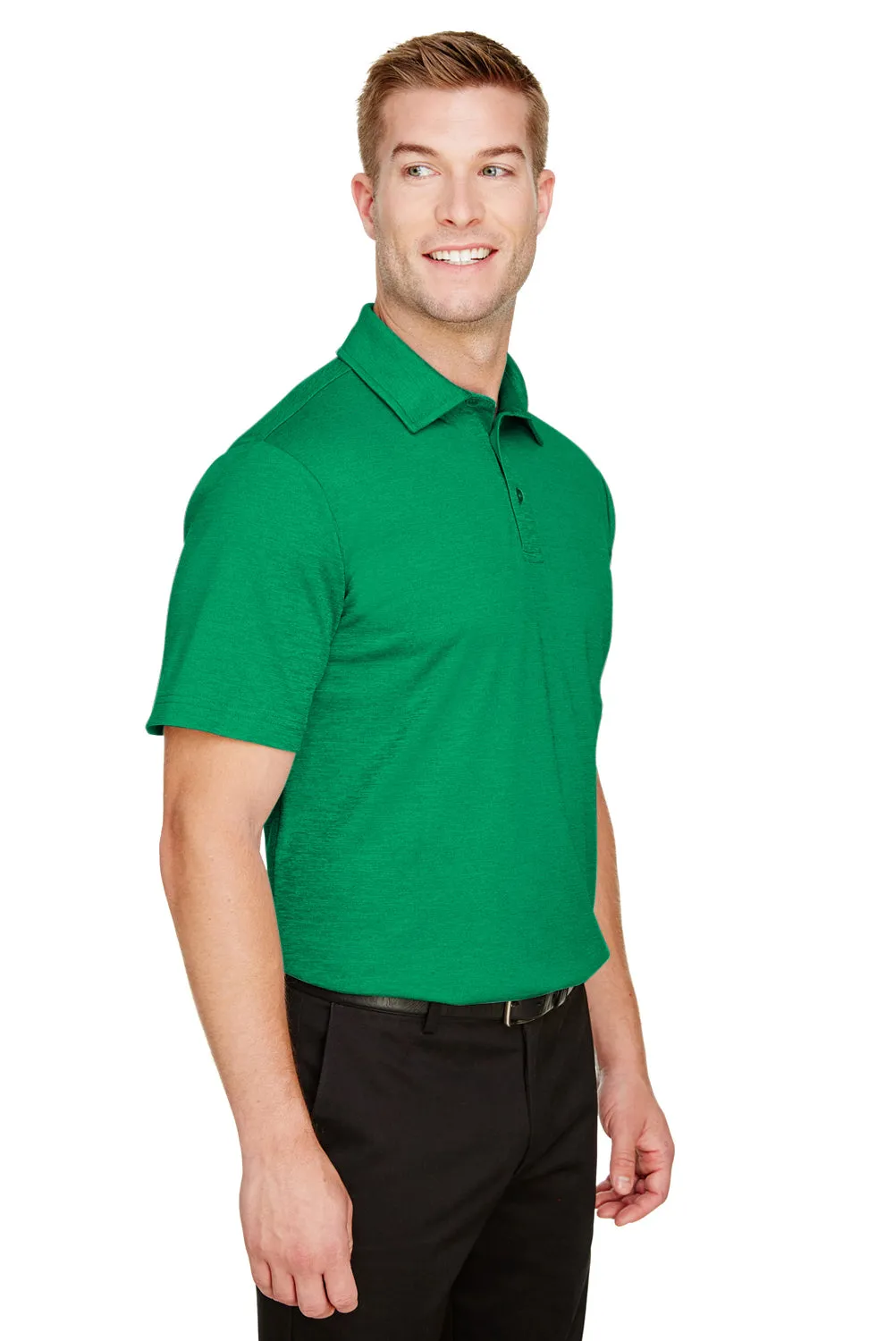 Devon & Jones Mens CrownLux Address Melange Performance Moisture Wicking Short Sleeve Polo Shirt - Heather Kelly Green