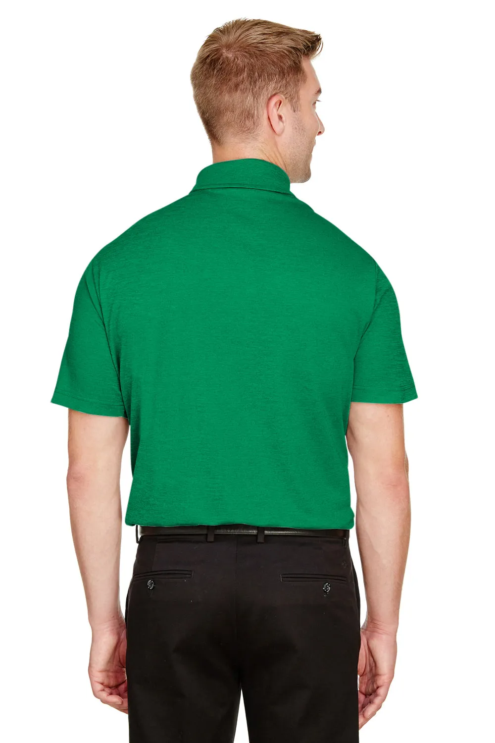 Devon & Jones Mens CrownLux Address Melange Performance Moisture Wicking Short Sleeve Polo Shirt - Heather Kelly Green