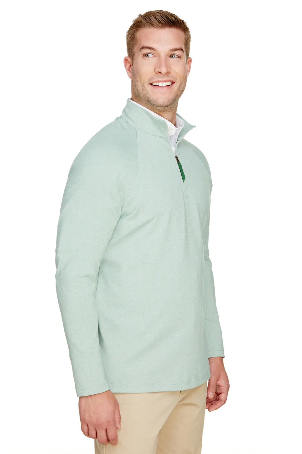 Devon & Jones Mens CrownLux Clubhouse Performance Moisture Wicking 1/4 Zip Sweatshirt - Kelly Green