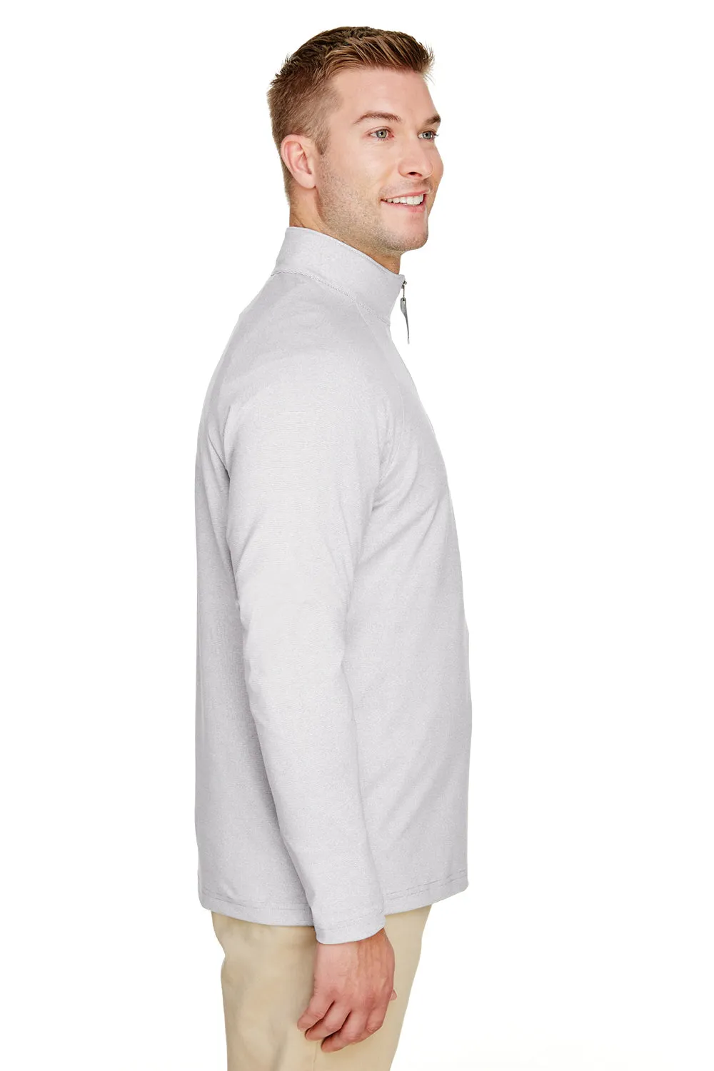 Devon & Jones Mens CrownLux Clubhouse Performance Moisture Wicking 1/4 Zip Sweatshirt - Silver Grey