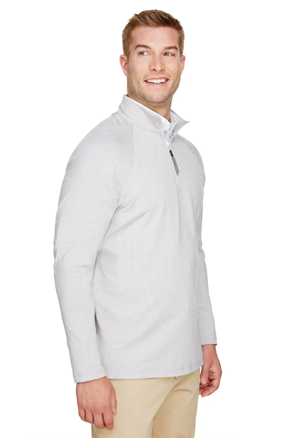 Devon & Jones Mens CrownLux Clubhouse Performance Moisture Wicking 1/4 Zip Sweatshirt - Silver Grey