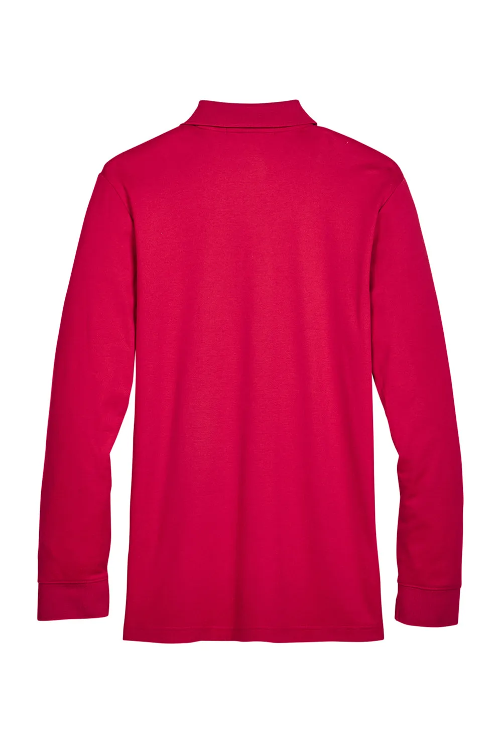 Devon & Jones Mens CrownLux Performance Moisture Wicking Long Sleeve Polo Shirt - Red