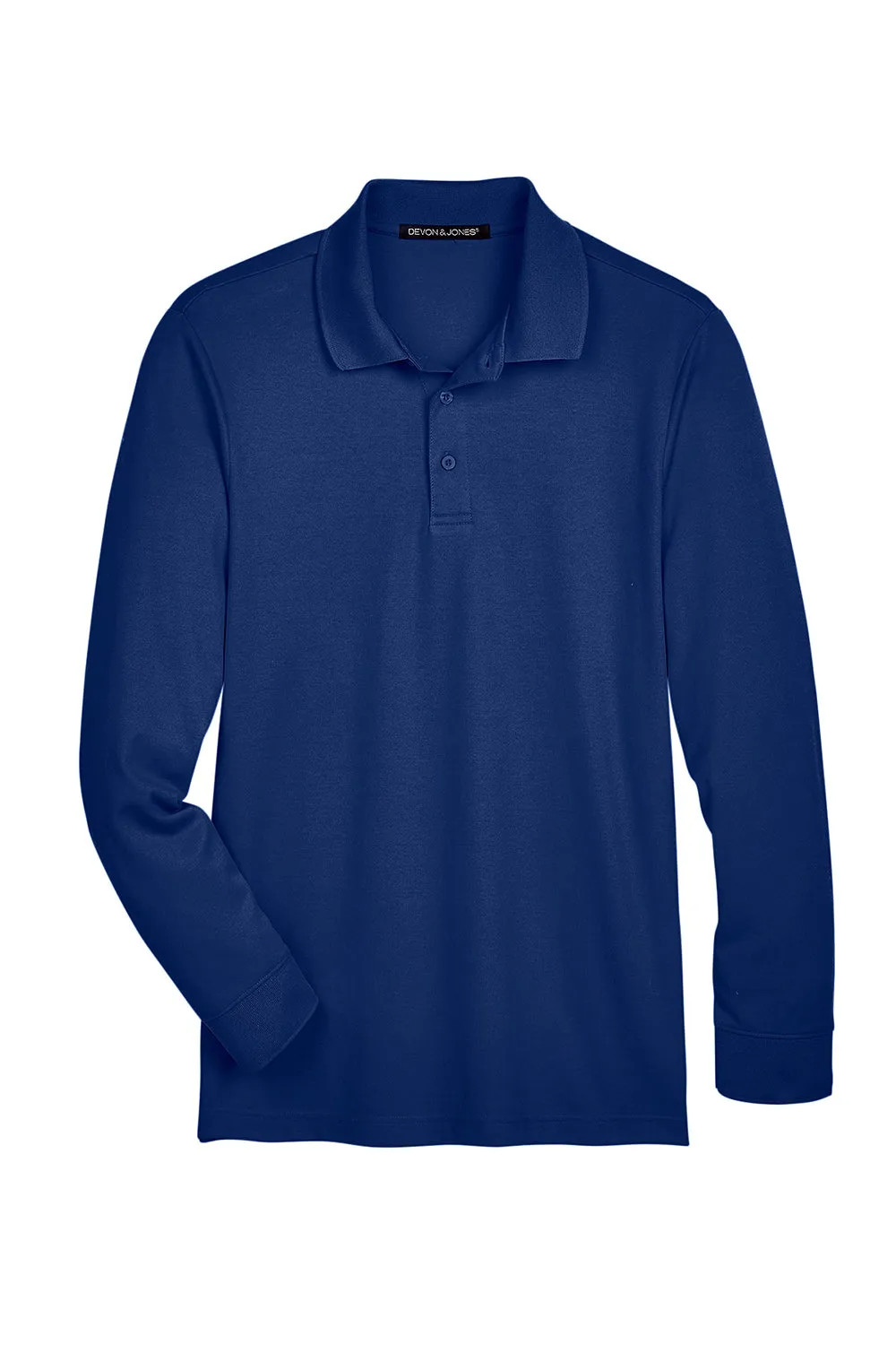 Devon & Jones Mens CrownLux Performance Moisture Wicking Long Sleeve Polo Shirt - True Royal Blue
