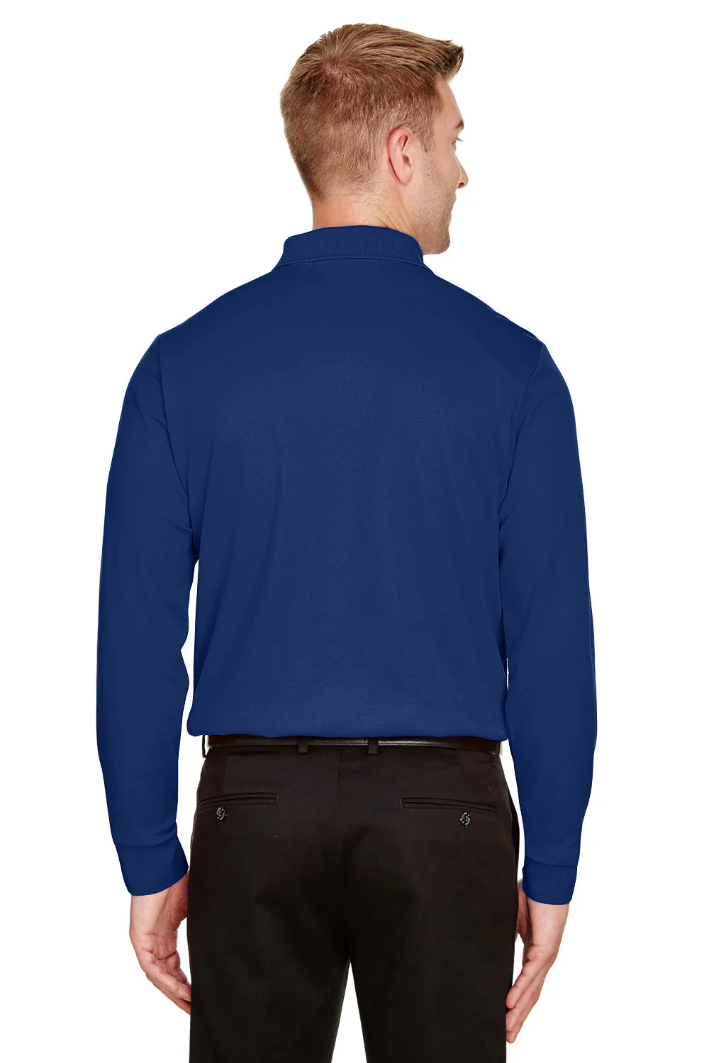 Devon & Jones Mens CrownLux Performance Moisture Wicking Long Sleeve Polo Shirt - True Royal Blue