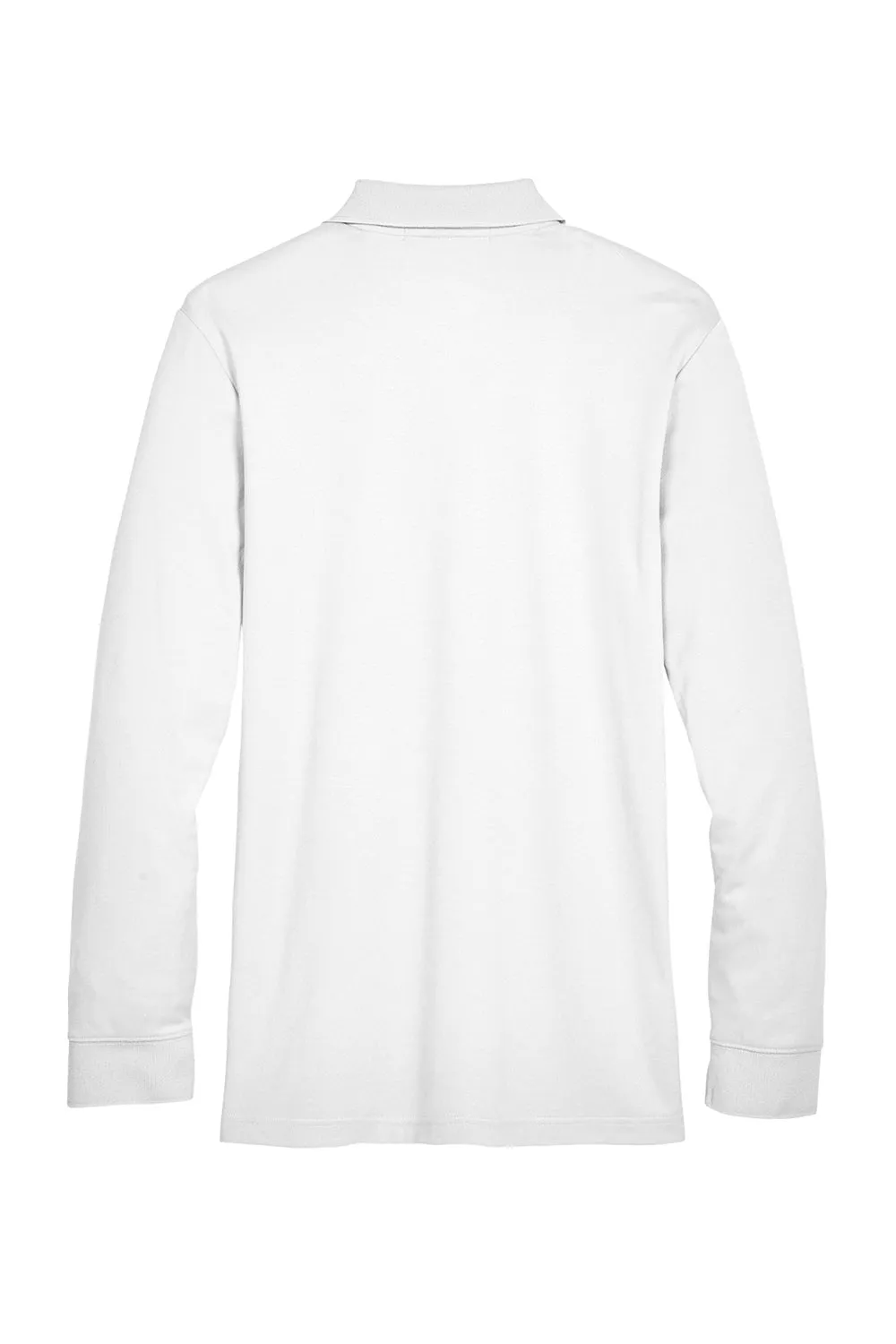 Devon & Jones Mens CrownLux Performance Moisture Wicking Long Sleeve Polo Shirt - White