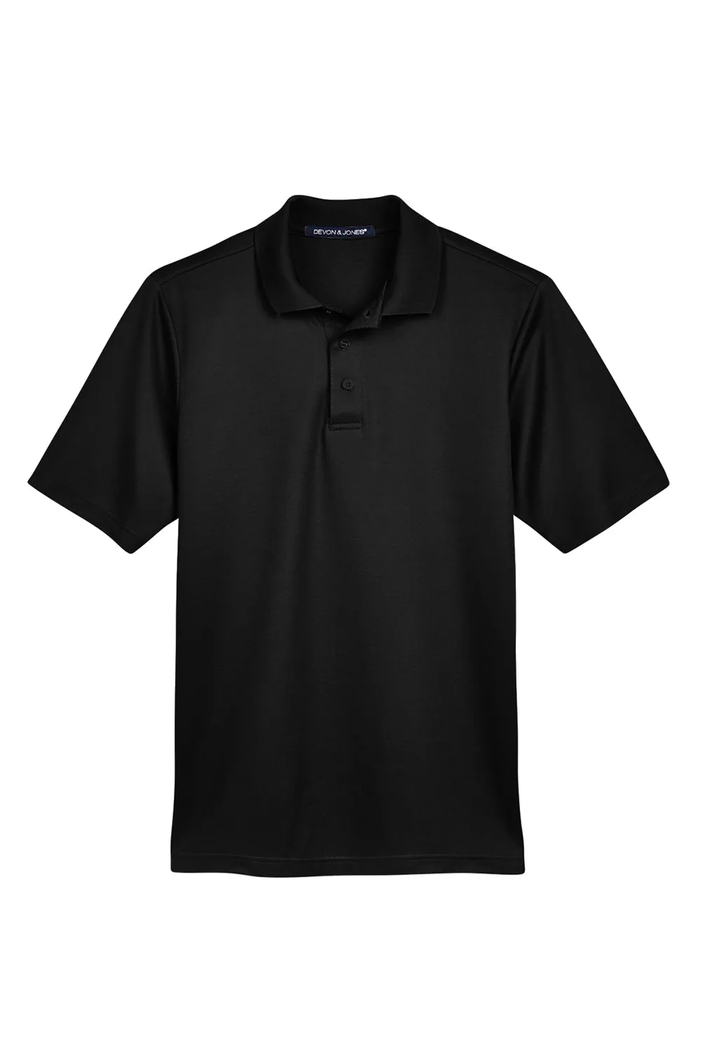 Devon & Jones Mens CrownLux Performance Moisture Wicking Short Sleeve Polo Shirt - Black