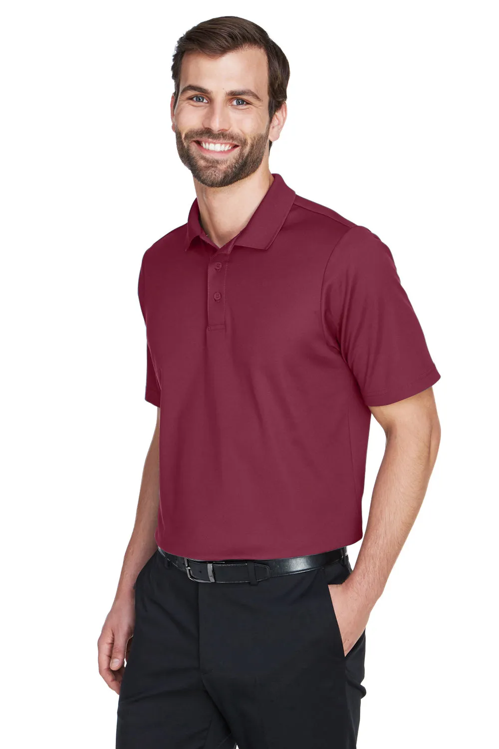 Devon & Jones Mens CrownLux Performance Moisture Wicking Short Sleeve Polo Shirt - Burgundy