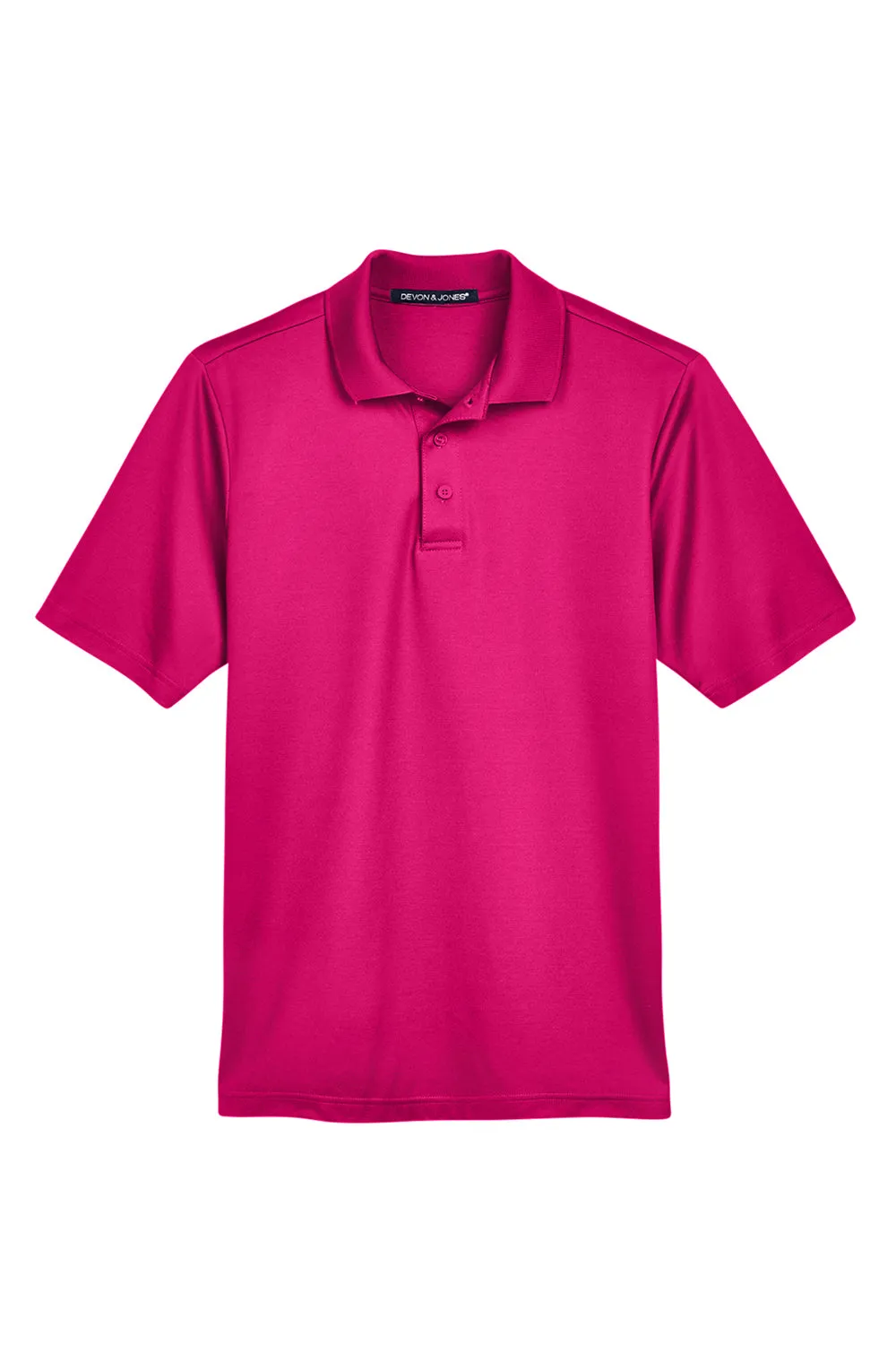 Devon & Jones Mens CrownLux Performance Moisture Wicking Short Sleeve Polo Shirt - Crown Raspberry Pink