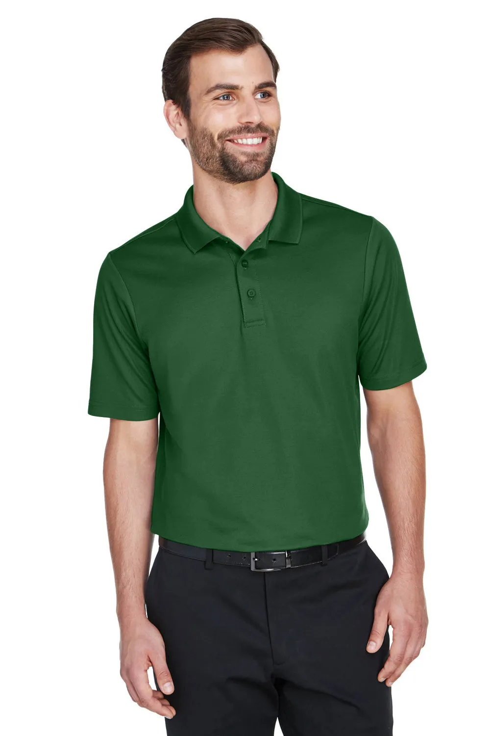 Devon & Jones Mens CrownLux Performance Moisture Wicking Short Sleeve Polo Shirt - Forest Green
