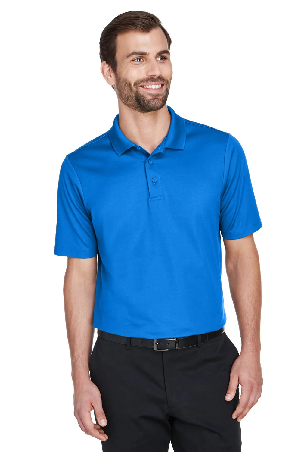 Devon & Jones Mens CrownLux Performance Moisture Wicking Short Sleeve Polo Shirt - French Blue