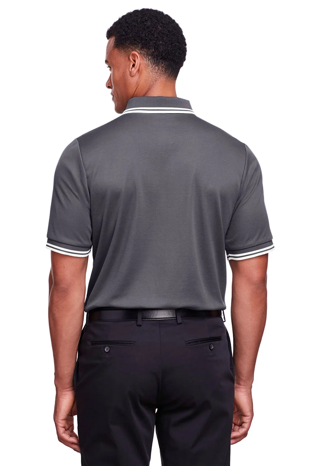 Devon & Jones Mens CrownLux Performance Moisture Wicking Short Sleeve Polo Shirt - Graphite Grey/White