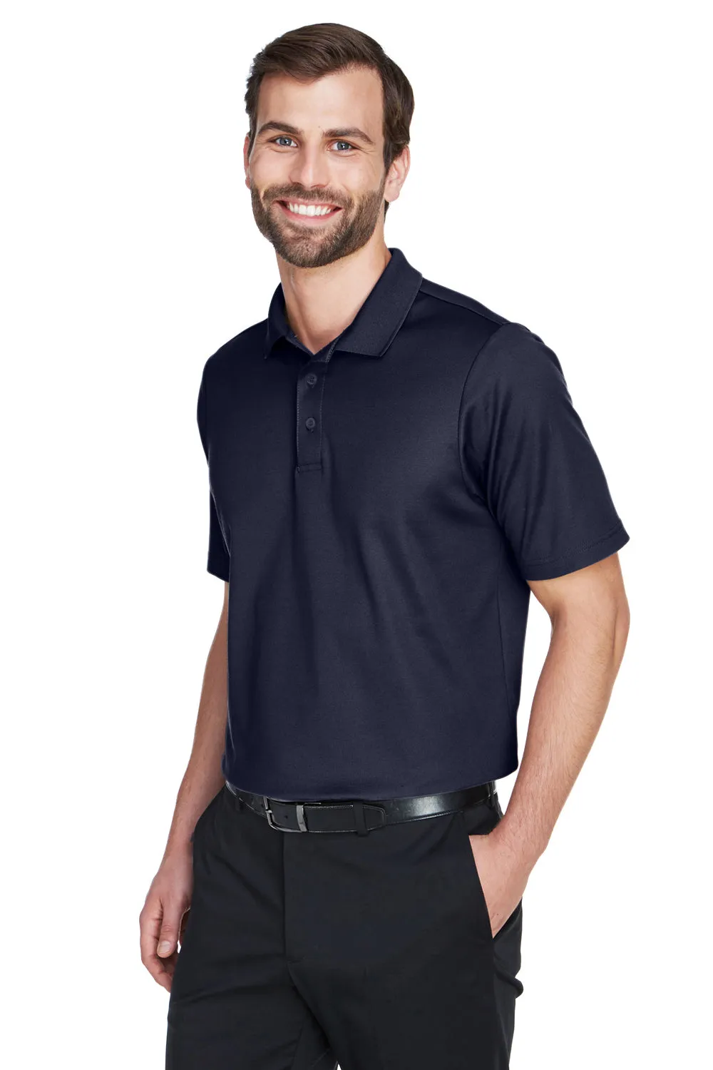 Devon & Jones Mens CrownLux Performance Moisture Wicking Short Sleeve Polo Shirt - Navy Blue