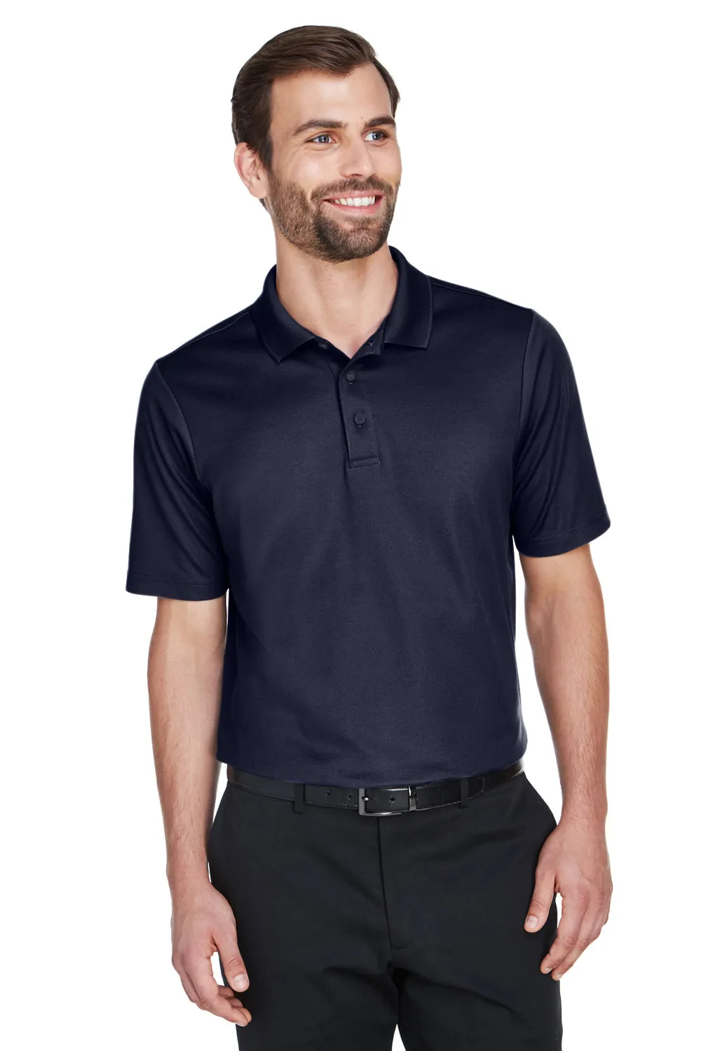 Devon & Jones Mens CrownLux Performance Moisture Wicking Short Sleeve Polo Shirt - Navy Blue
