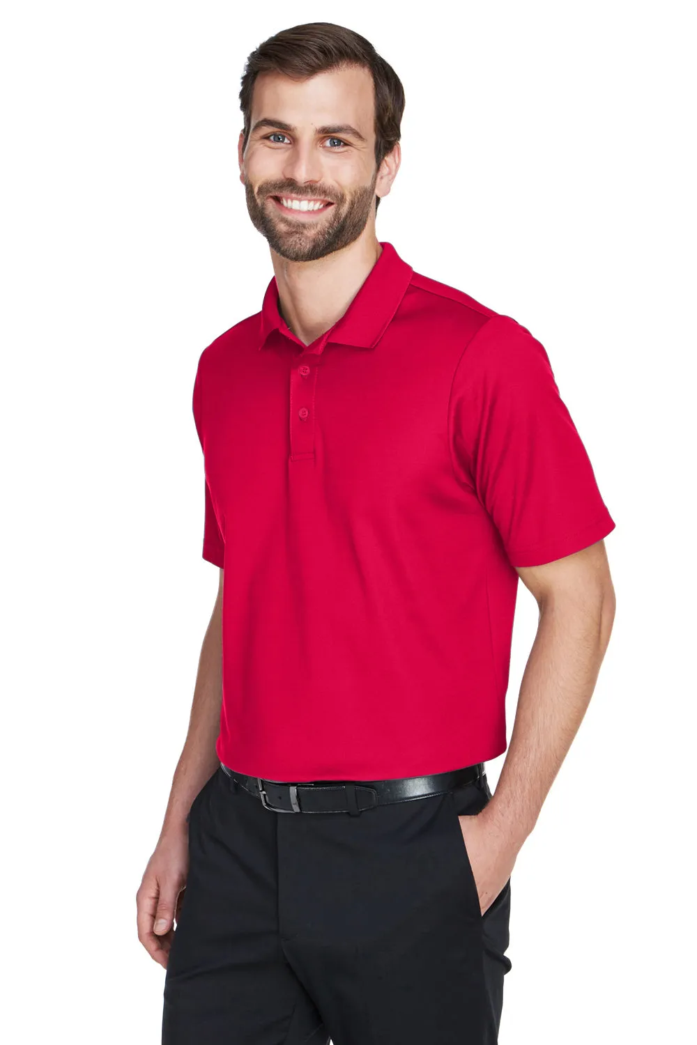 Devon & Jones Mens CrownLux Performance Moisture Wicking Short Sleeve Polo Shirt - Red