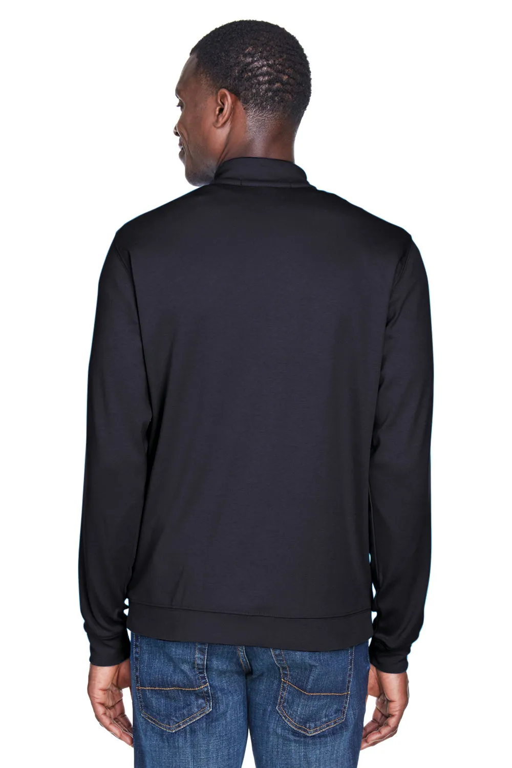 Devon & Jones Mens DryTec20 Performance Moisture Wicking 1/4 Zip Sweatshirt - Black