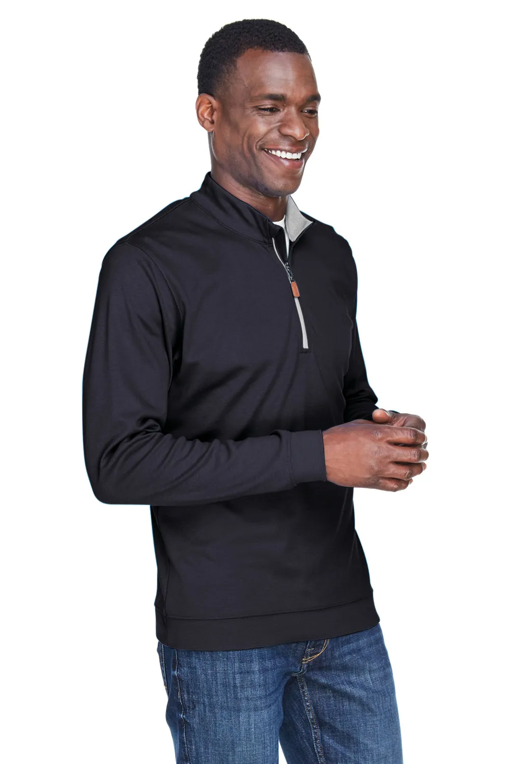 Devon & Jones Mens DryTec20 Performance Moisture Wicking 1/4 Zip Sweatshirt - Black