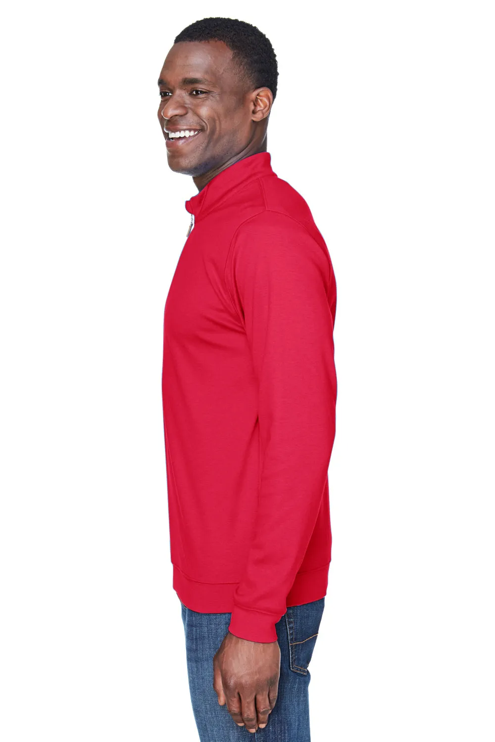 Devon & Jones Mens DryTec20 Performance Moisture Wicking 1/4 Zip Sweatshirt - Red