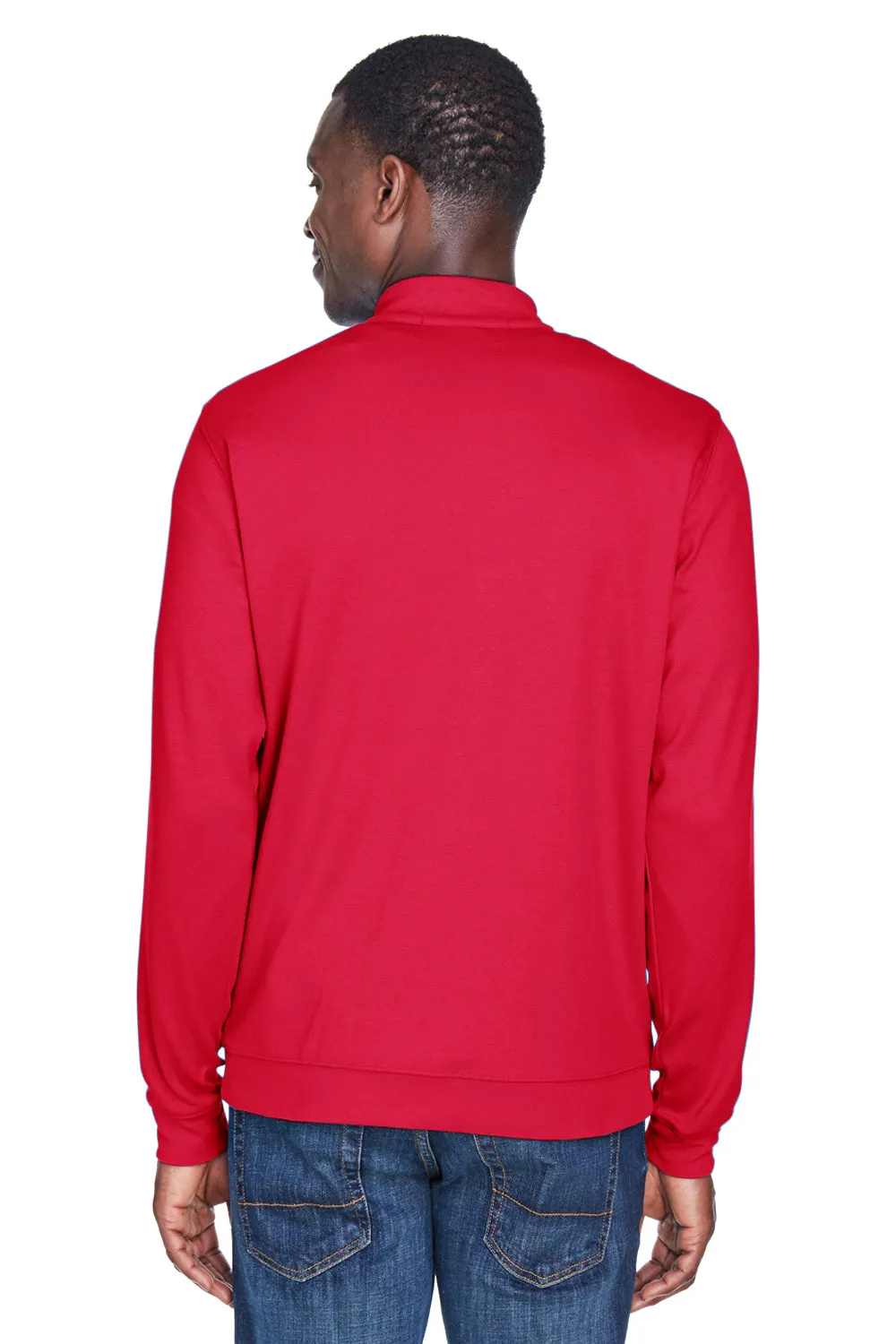 Devon & Jones Mens DryTec20 Performance Moisture Wicking 1/4 Zip Sweatshirt - Red