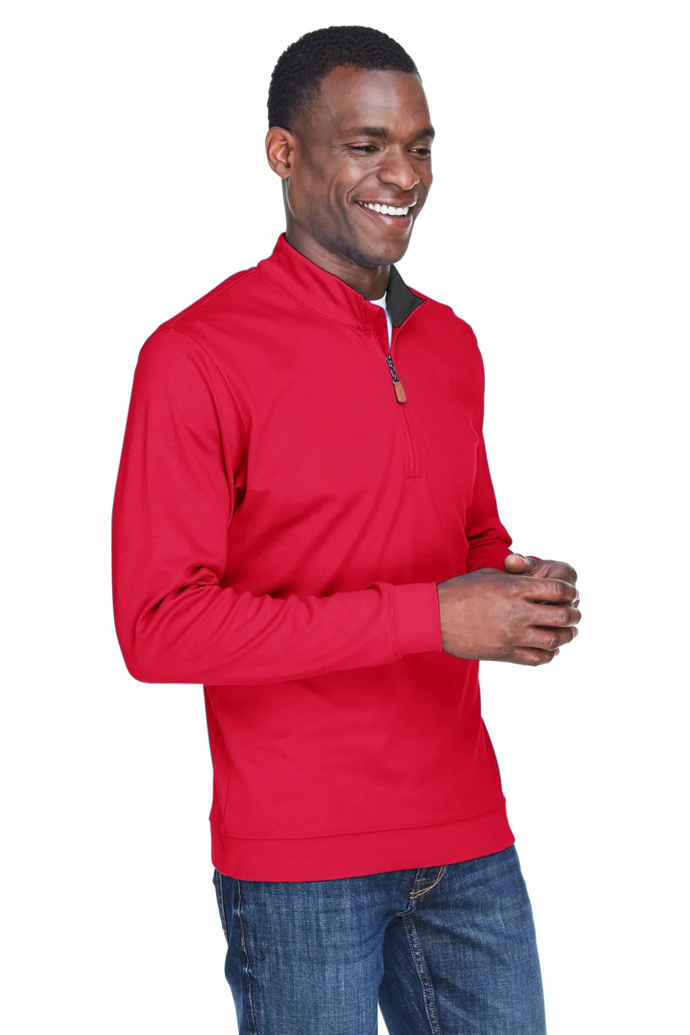 Devon & Jones Mens DryTec20 Performance Moisture Wicking 1/4 Zip Sweatshirt - Red