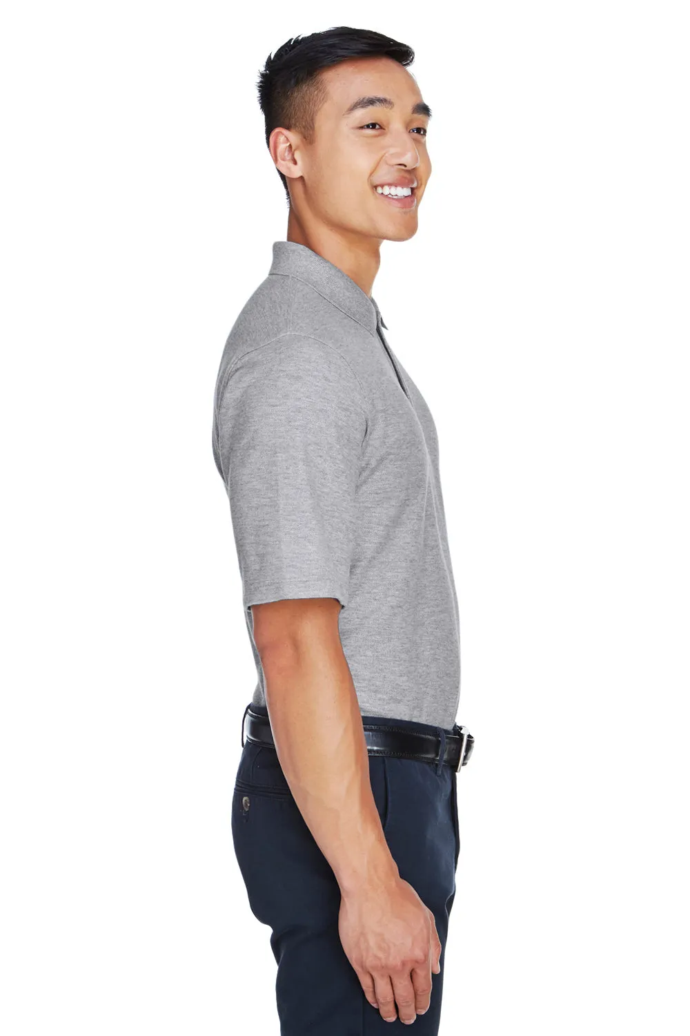 Devon & Jones Mens DryTec20 Performance Moisture Wicking Short Sleeve Polo Shirt - Heather Grey
