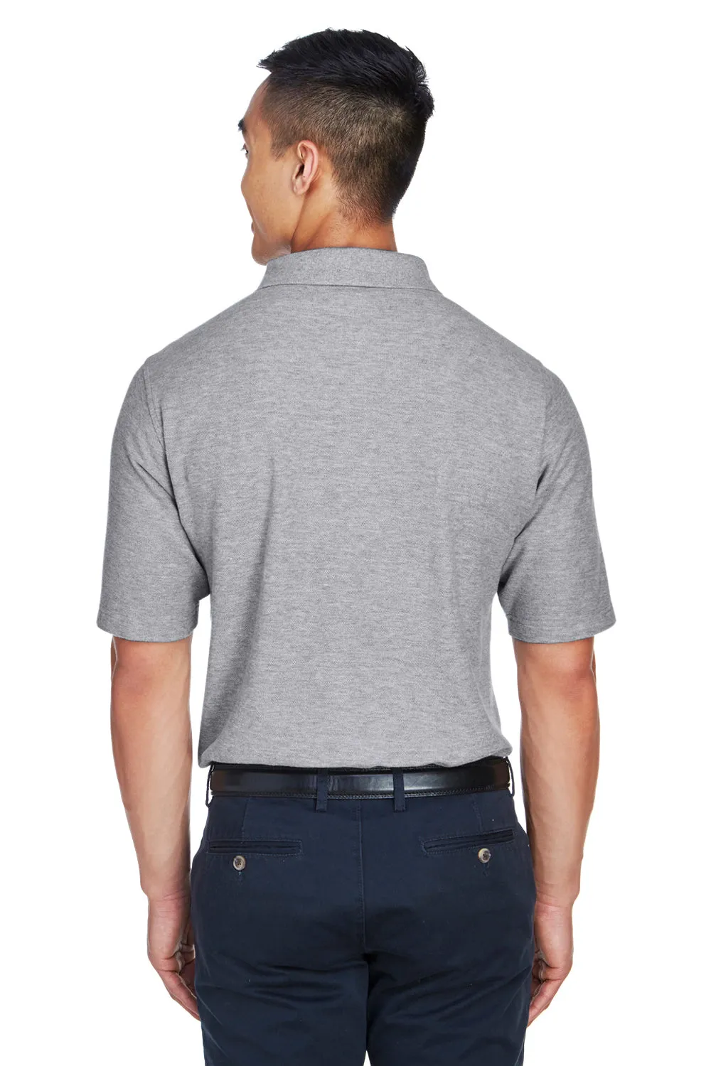 Devon & Jones Mens DryTec20 Performance Moisture Wicking Short Sleeve Polo Shirt - Heather Grey