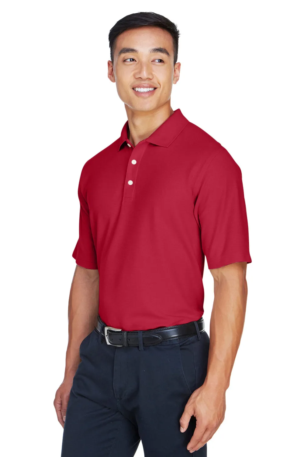 Devon & Jones Mens DryTec20 Performance Moisture Wicking Short Sleeve Polo Shirt - Red
