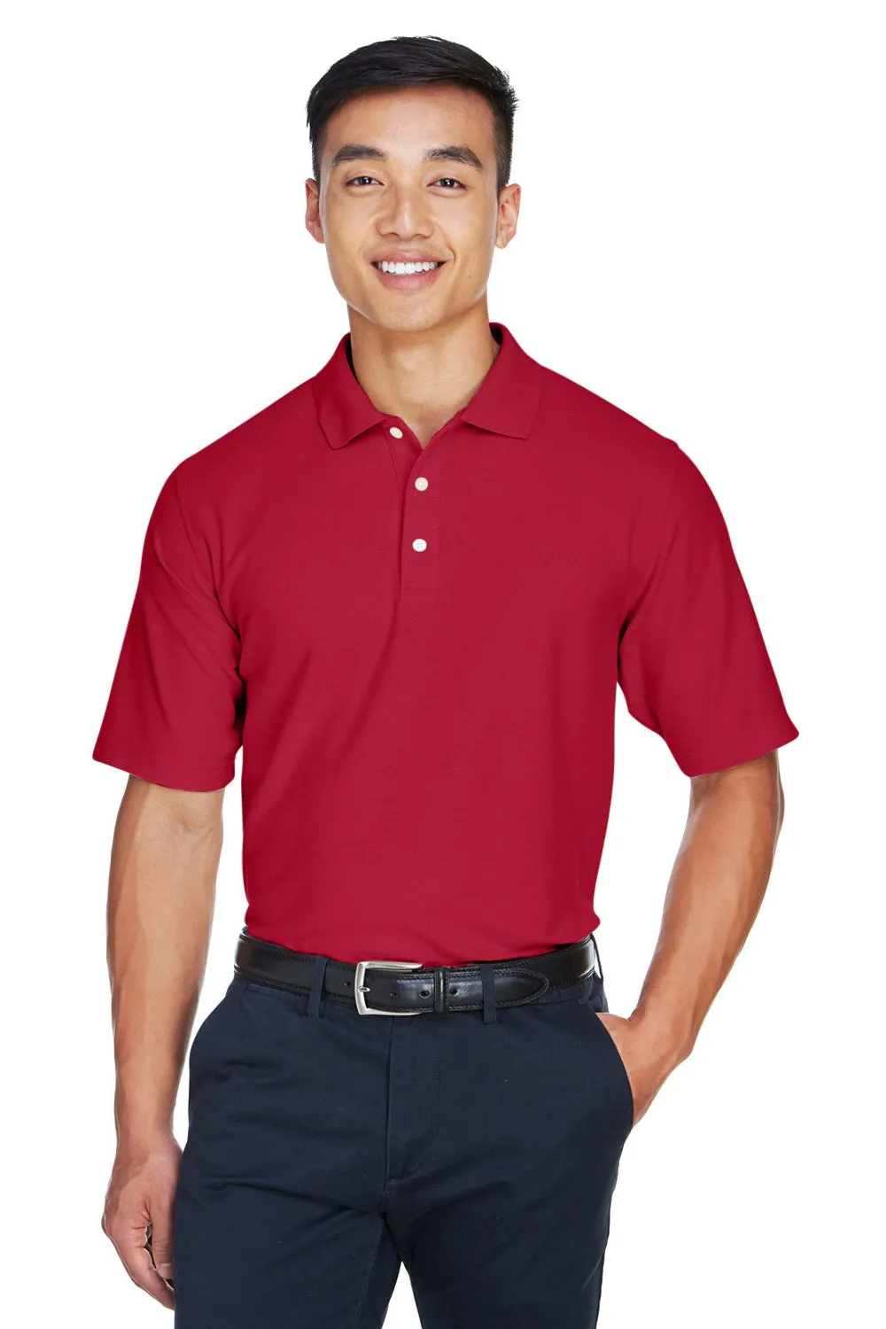 Devon & Jones Mens DryTec20 Performance Moisture Wicking Short Sleeve Polo Shirt - Red