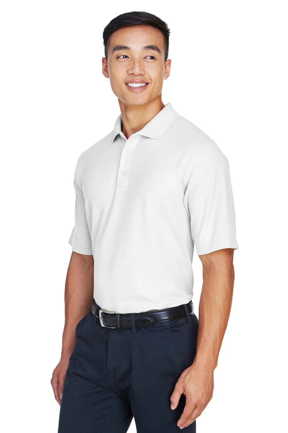 Devon & Jones Mens DryTec20 Performance Moisture Wicking Short Sleeve Polo Shirt - White
