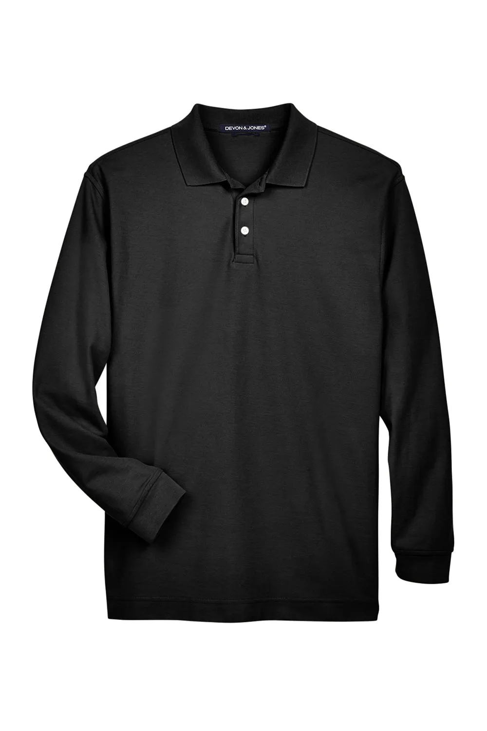 Devon & Jones Mens Long Sleeve Polo Shirt - Black