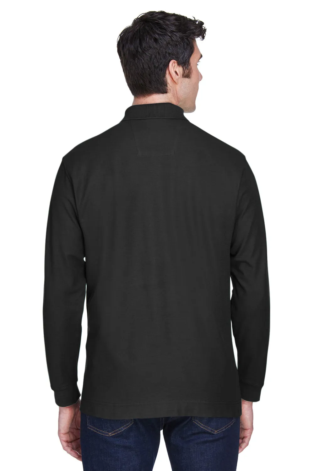 Devon & Jones Mens Long Sleeve Polo Shirt - Black