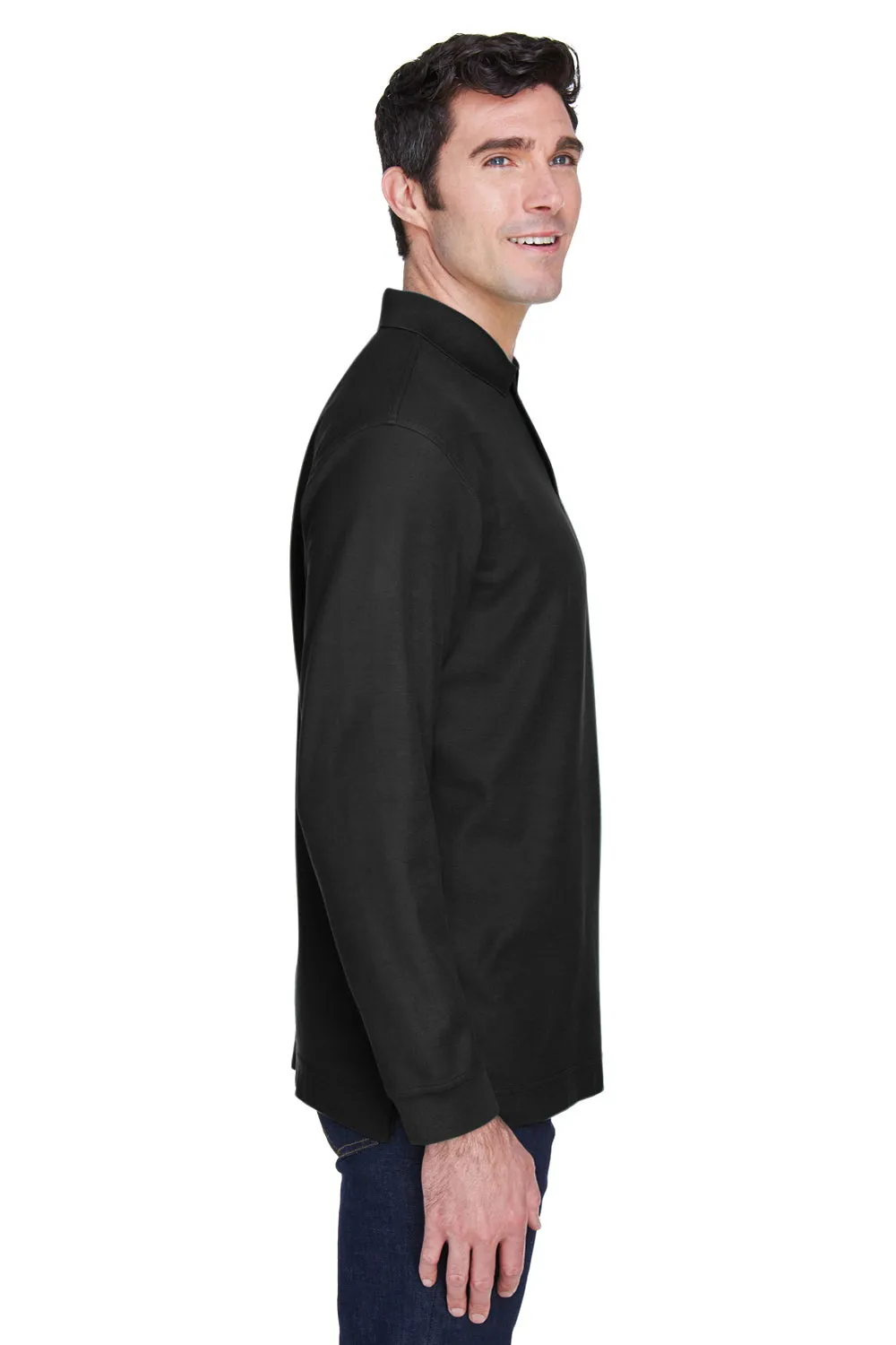 Devon & Jones Mens Long Sleeve Polo Shirt - Black
