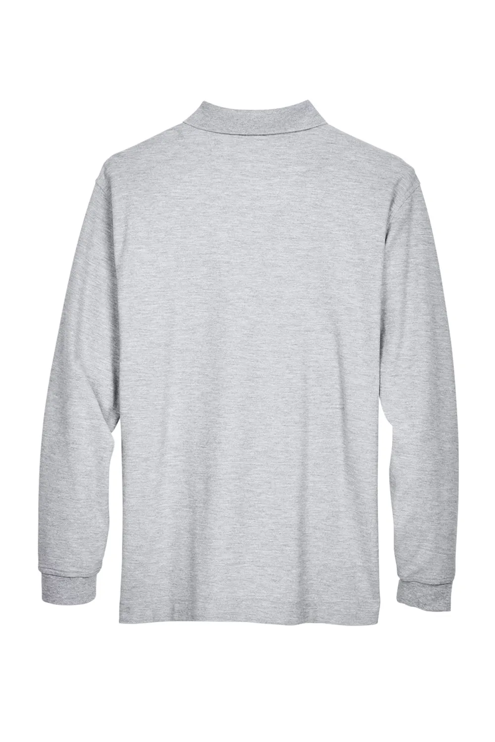 Devon & Jones Mens Long Sleeve Polo Shirt - Heather Grey