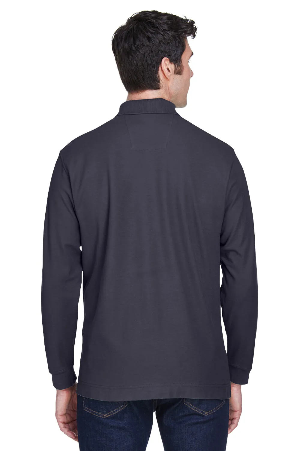 Devon & Jones Mens Long Sleeve Polo Shirt - Navy Blue
