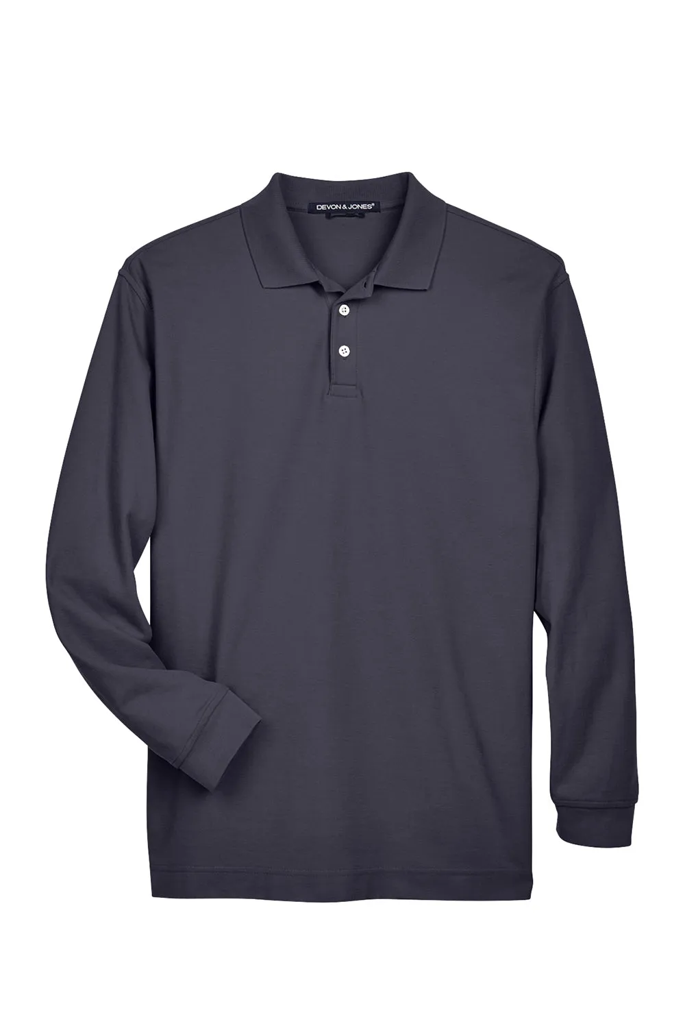 Devon & Jones Mens Long Sleeve Polo Shirt - Navy Blue