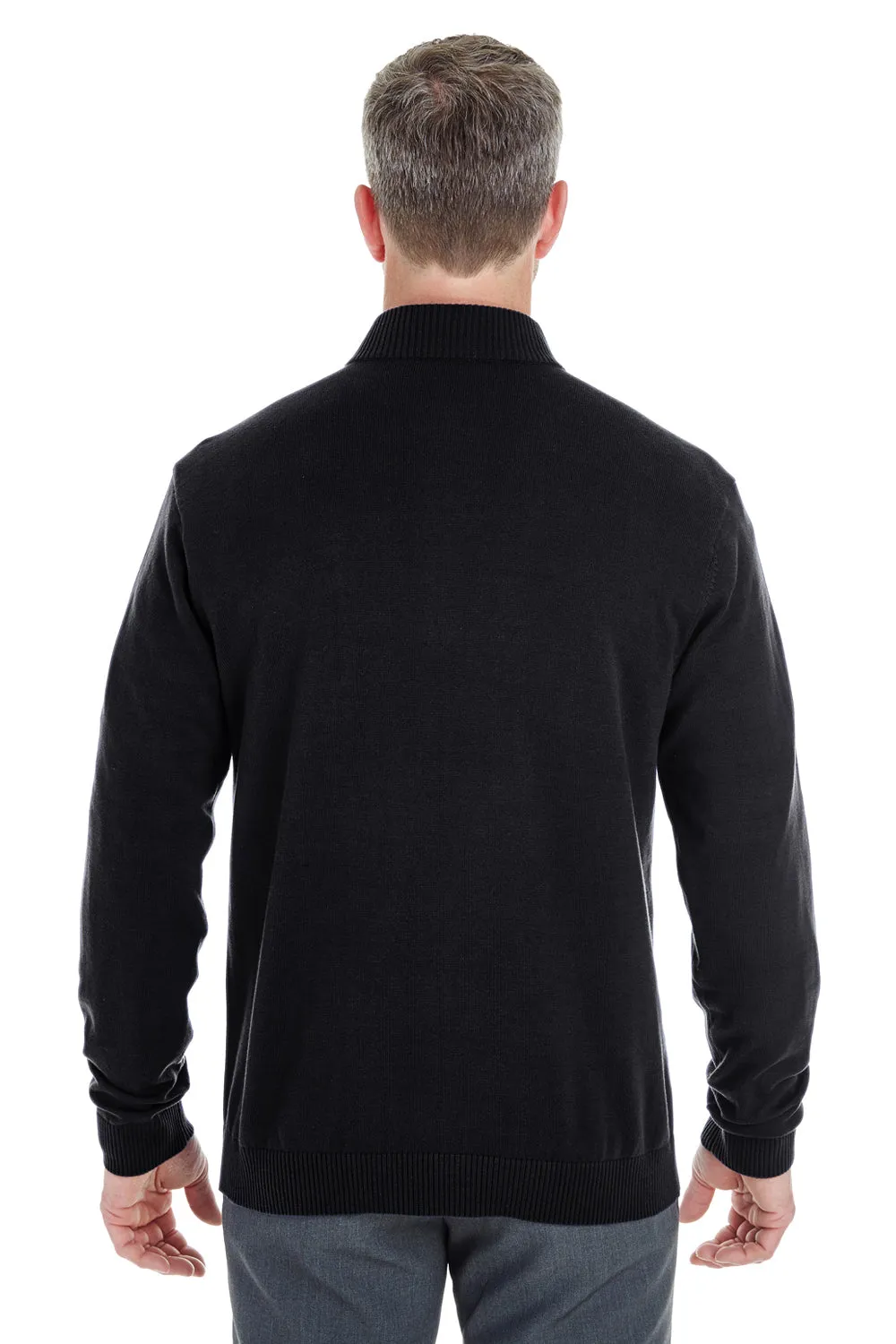 Devon & Jones Mens Manchester Jersey 1/4 Zip Sweater - Black - Closeout