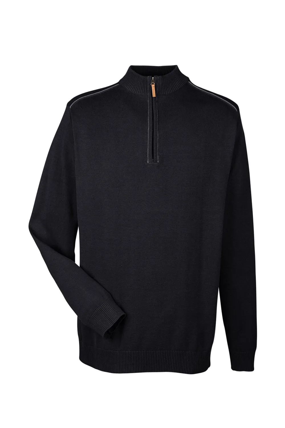 Devon & Jones Mens Manchester Jersey 1/4 Zip Sweater - Black - Closeout