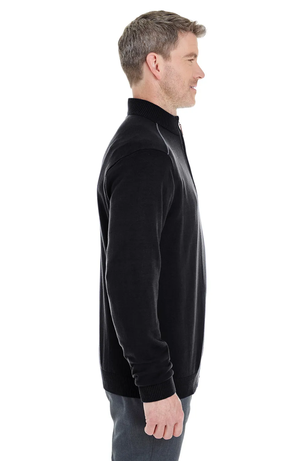 Devon & Jones Mens Manchester Jersey 1/4 Zip Sweater - Black - Closeout