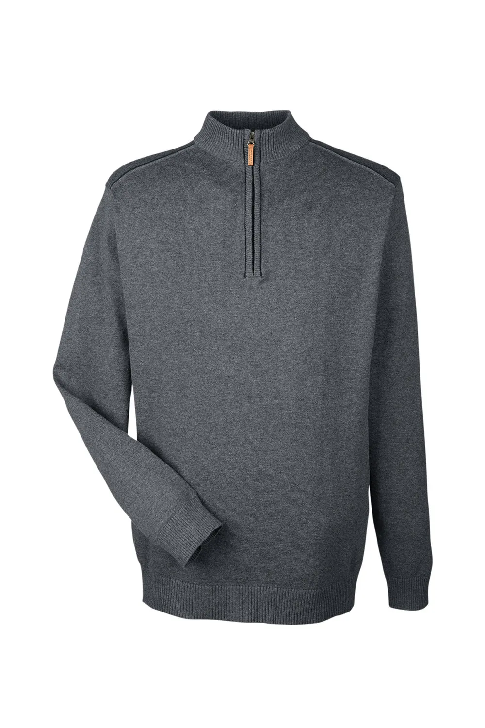 Devon & Jones Mens Manchester Jersey 1/4 Zip Sweater - Heather Dark Grey - Closeout
