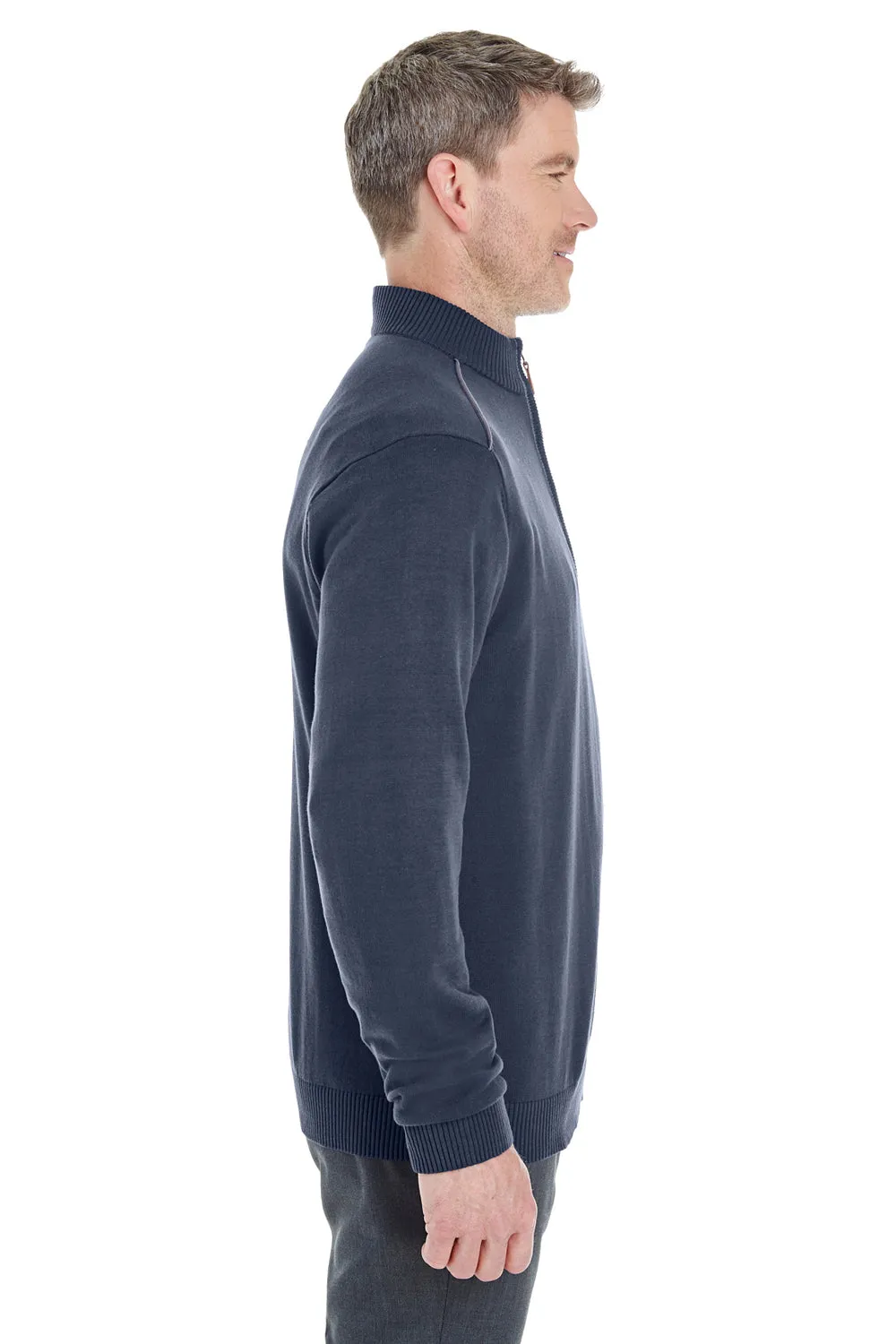 Devon & Jones Mens Manchester Jersey 1/4 Zip Sweater - Navy Blue - Closeout